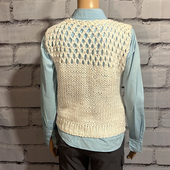 Homemade White Crochet Sweater Vest Size Medium - Picture 4 of 5
